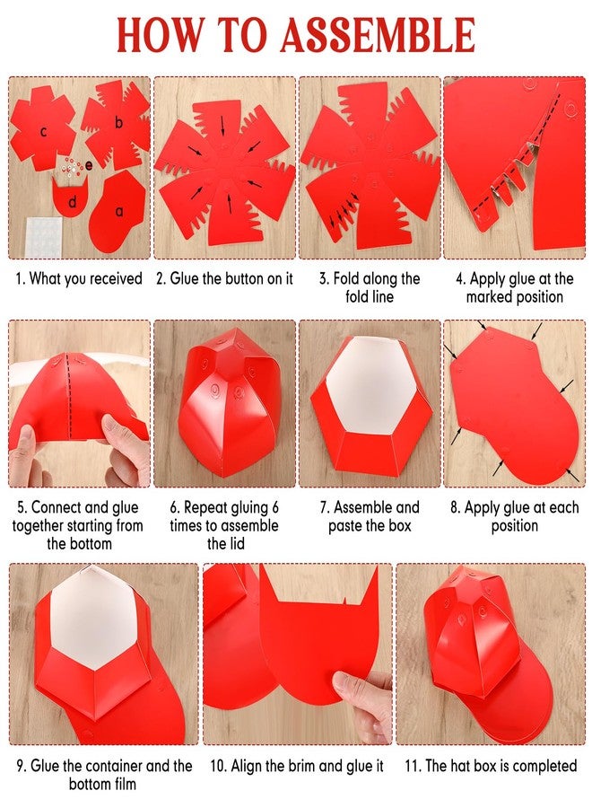 MotiMind 9 Pcs Baseball Cap Gift Box Hat Baseball Shaped Box Party Favor Cardstock Cardboard for Candy Snack Goody Father Day(Red) - Image 2
